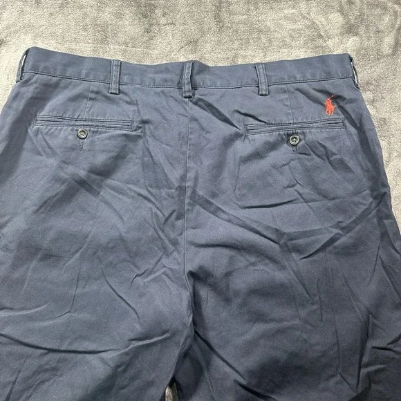 Vtg Polo Ralph Lauren Pants Suffield Flat Front Chino Mens  38x32 Blue - Picture 3 of 11